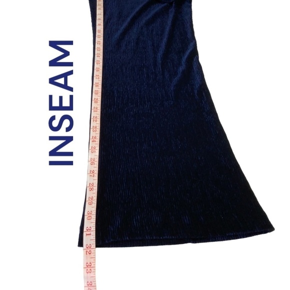 Eloquii Dark Blue Ribbed Velvet Wide Leg Pants Zip Fly Button Close US Sz 18 - Picture 7 of 9